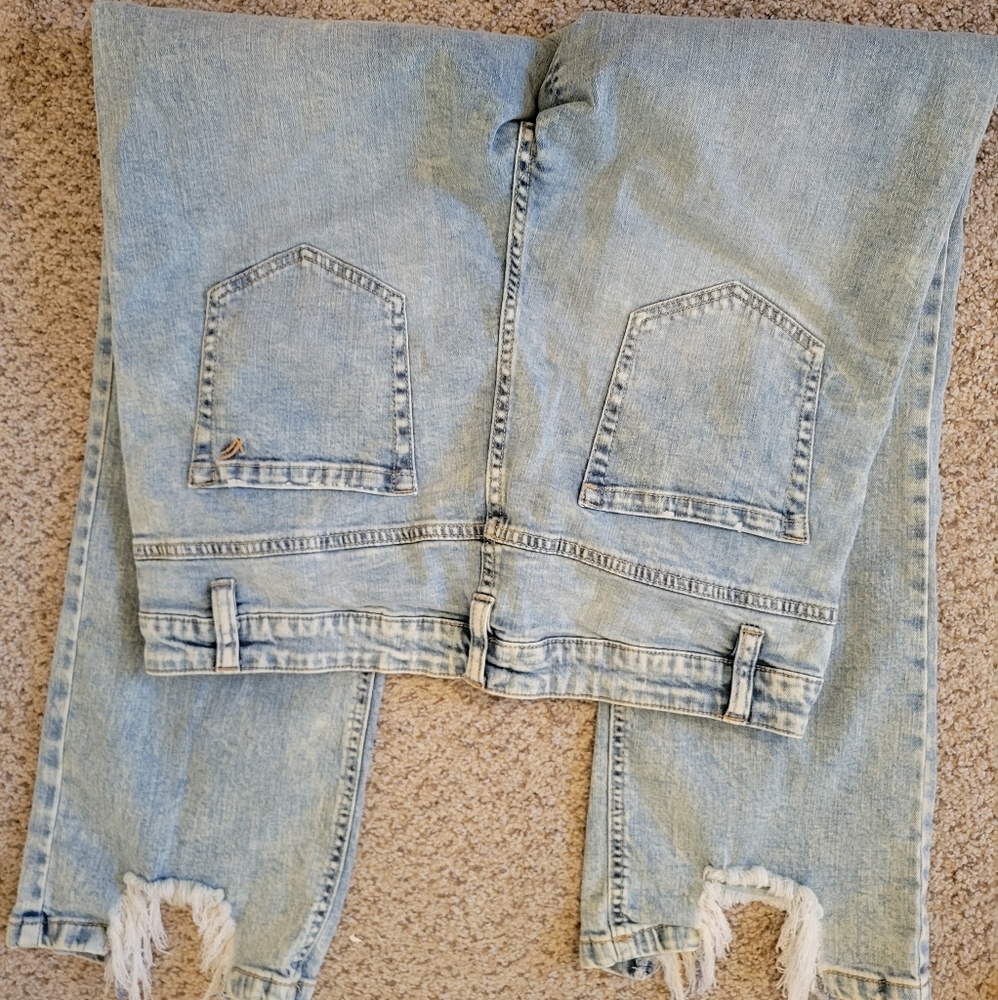 William Rast High Waisted Frayed Torn Ankle Look Frosted Jeans 31 Slim Straight